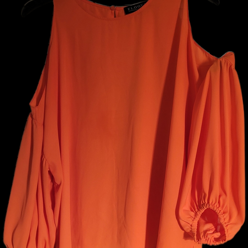 ELOQUII Women's Bold Orange Cold Shoulder Blouse